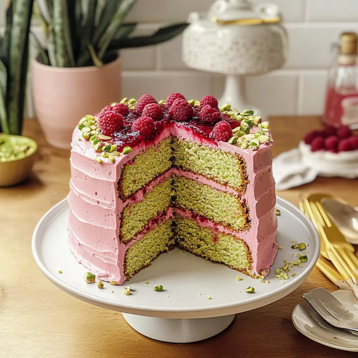 Raspberry Pistachio Cake
