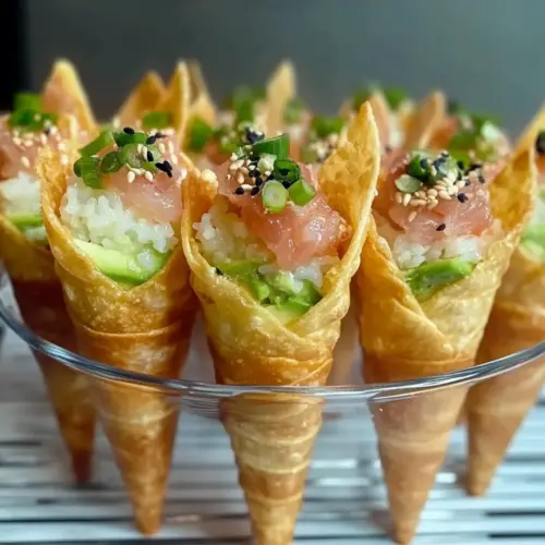 Sushi Wonton Cones