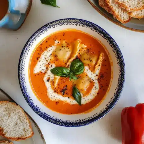 Roasted Red Pepper Ravioli Soup