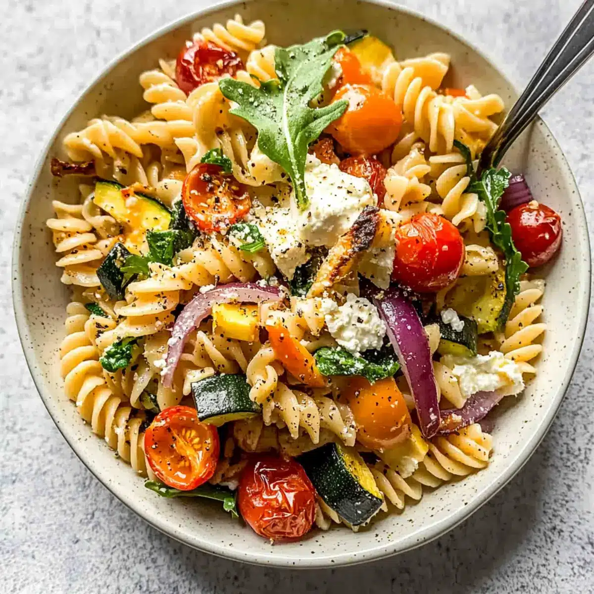 Roasted Veggie Pasta with Feta