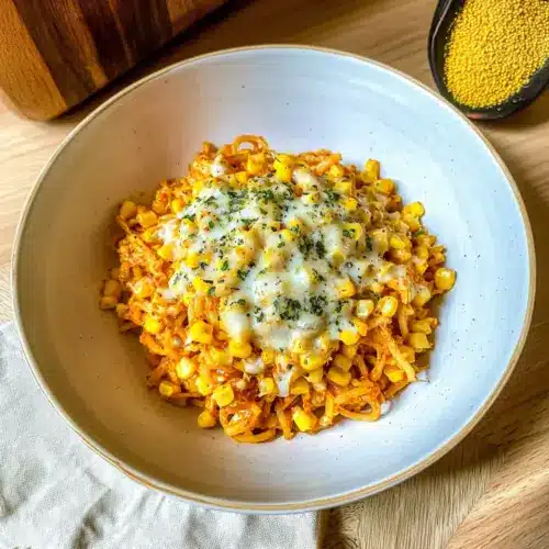 Spicy Noodles With Korean Corn Cheese