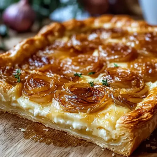 Golden Caramelized Onion & Gruyère Puff Pastry Tart