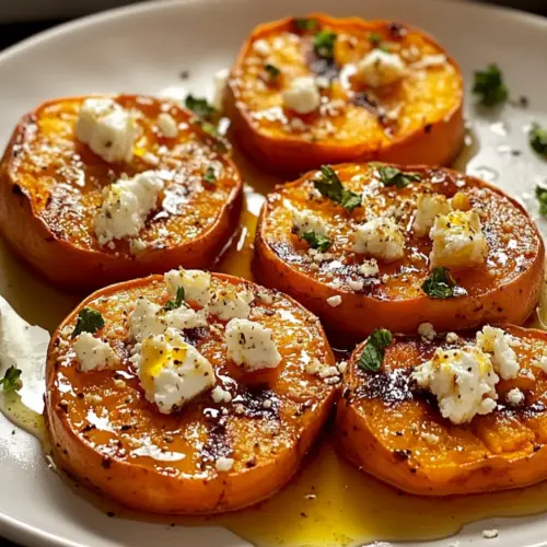 Roasted Sweet Potato Rounds with Honey & Feta