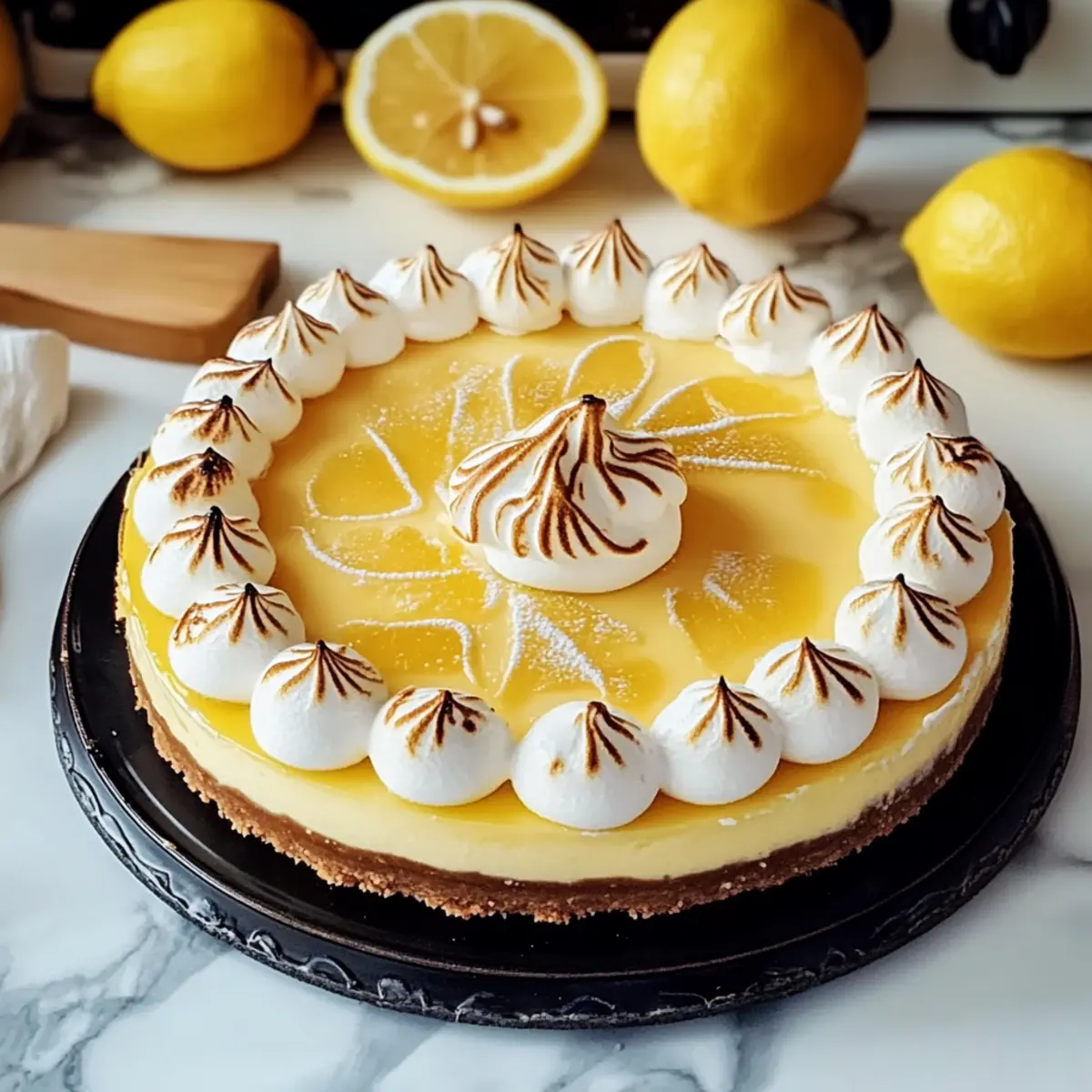Triple Lemon Meringue Cheesecake