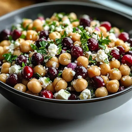 Feta & Cranberry Chickpeas with Lemon Vinaigrette