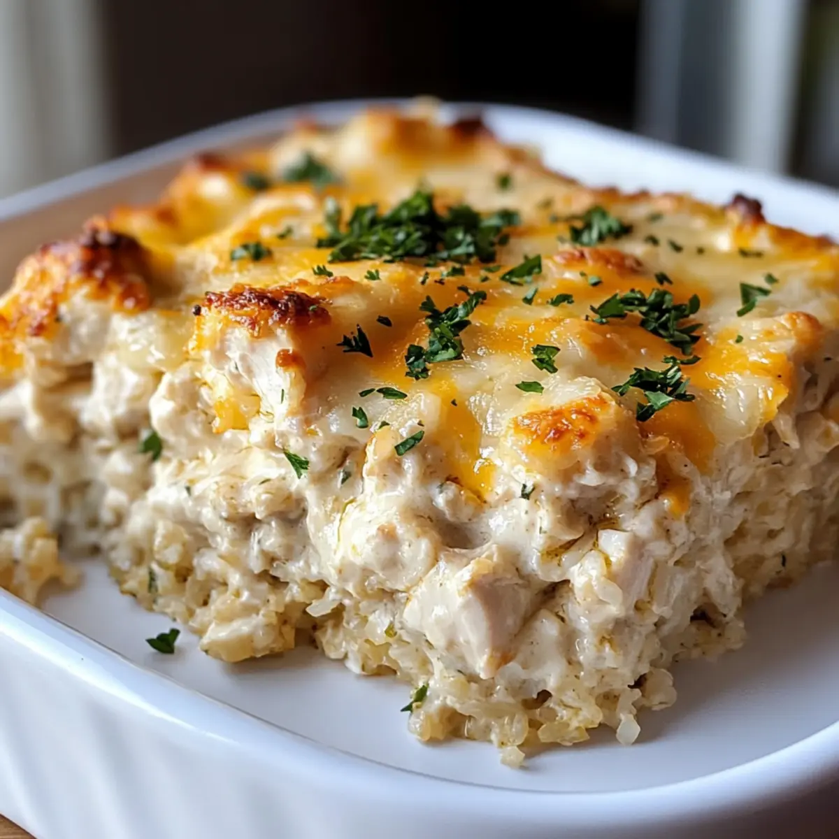 Cheesy Chicken Riced Cauliflower Casserole