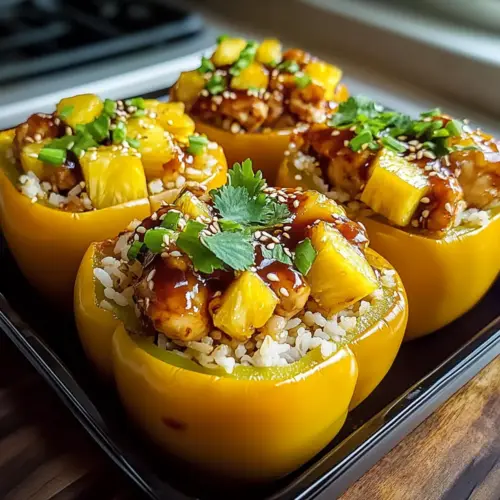 Teriyaki Pineapple Chicken & Rice Stuffed Peppers Delight