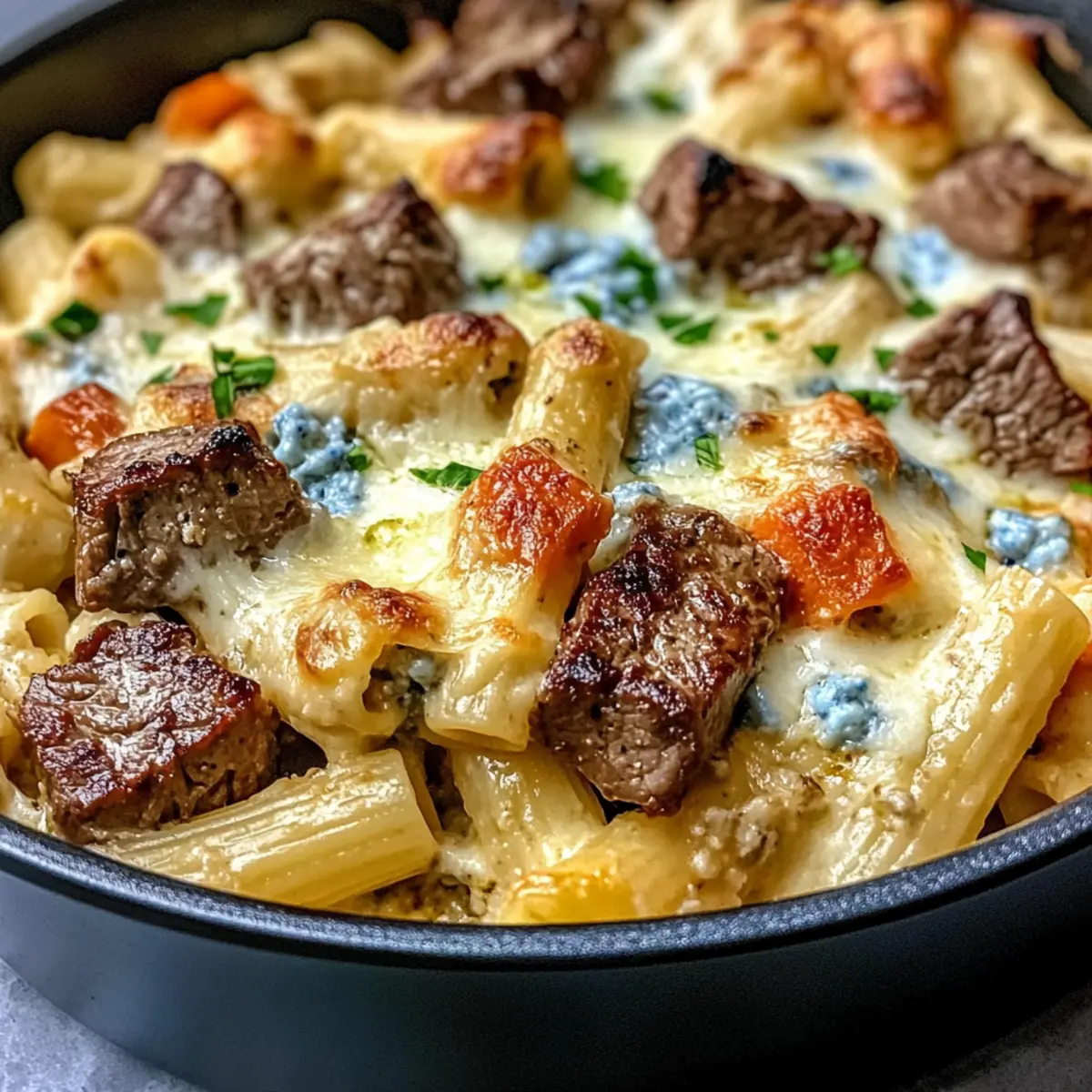 Steak & Blue Cheese Rigatoni Bake