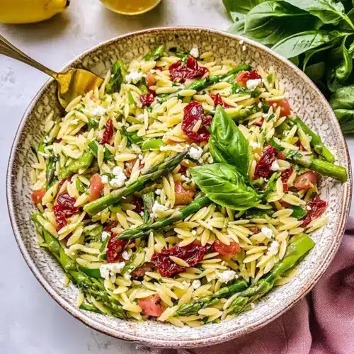 Asparagus Orzo Salad with Lemon Vinaigrette