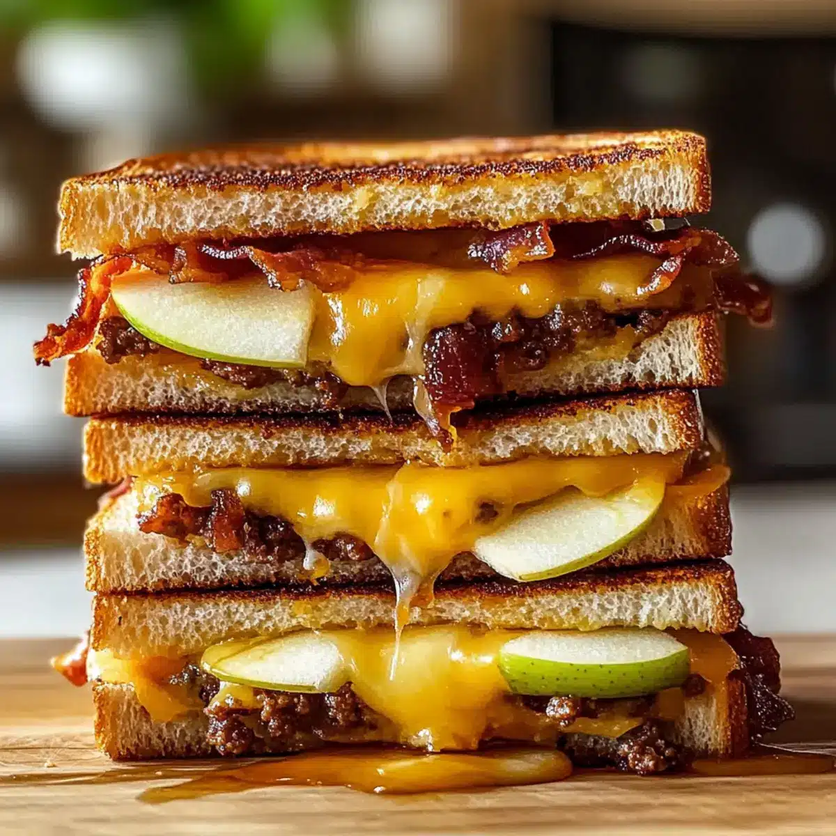 Honey Apple Cheddar Beef Bacon Grilled Cheese