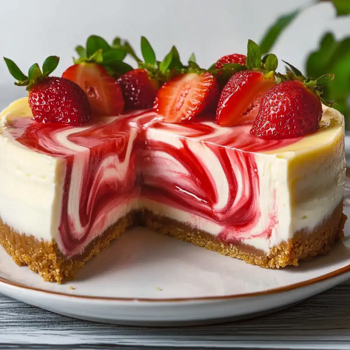 Strawberry Swirl Cheesecake