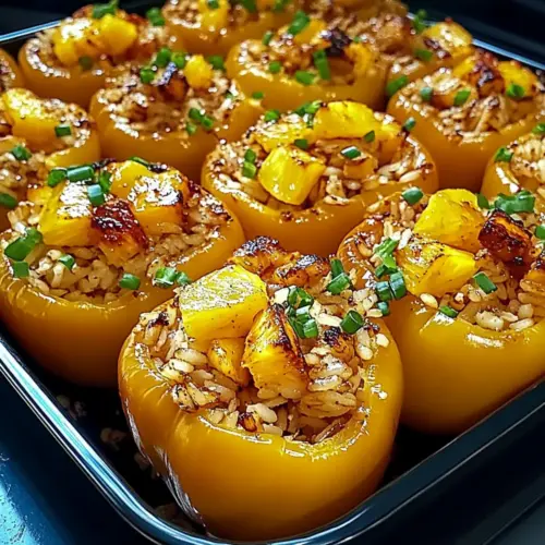 Teriyaki Pineapple Chicken and Rice Stuffed Peppers