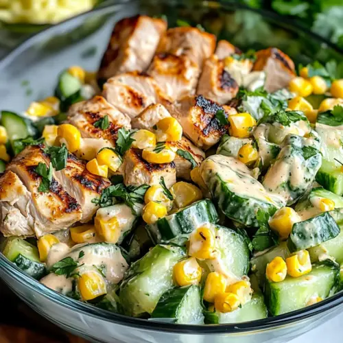 Street Corn Creamy Cucumber Chicken Salad