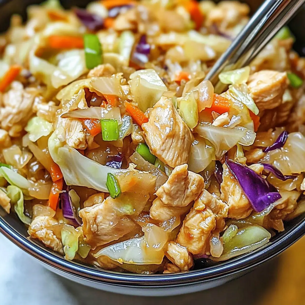Egg Roll Bowls with Chicken and Cabbage