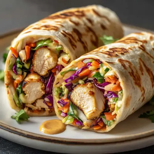 Thai Chicken Wrap with Crunchy Asian Slaw