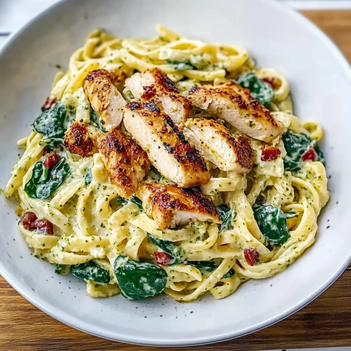 Creamy Chicken Pesto Pasta with Spinach
