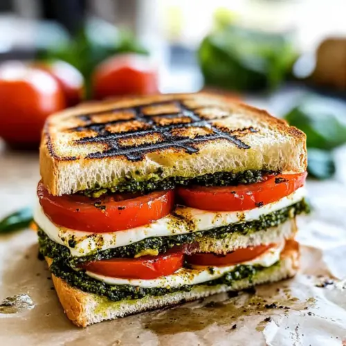 Italian Caprese Sandwich With Basil Pesto