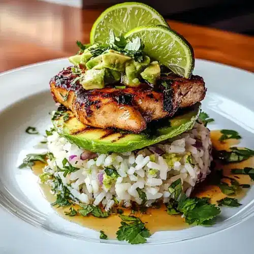 Honey Lime Chicken & Avocado Rice Stack