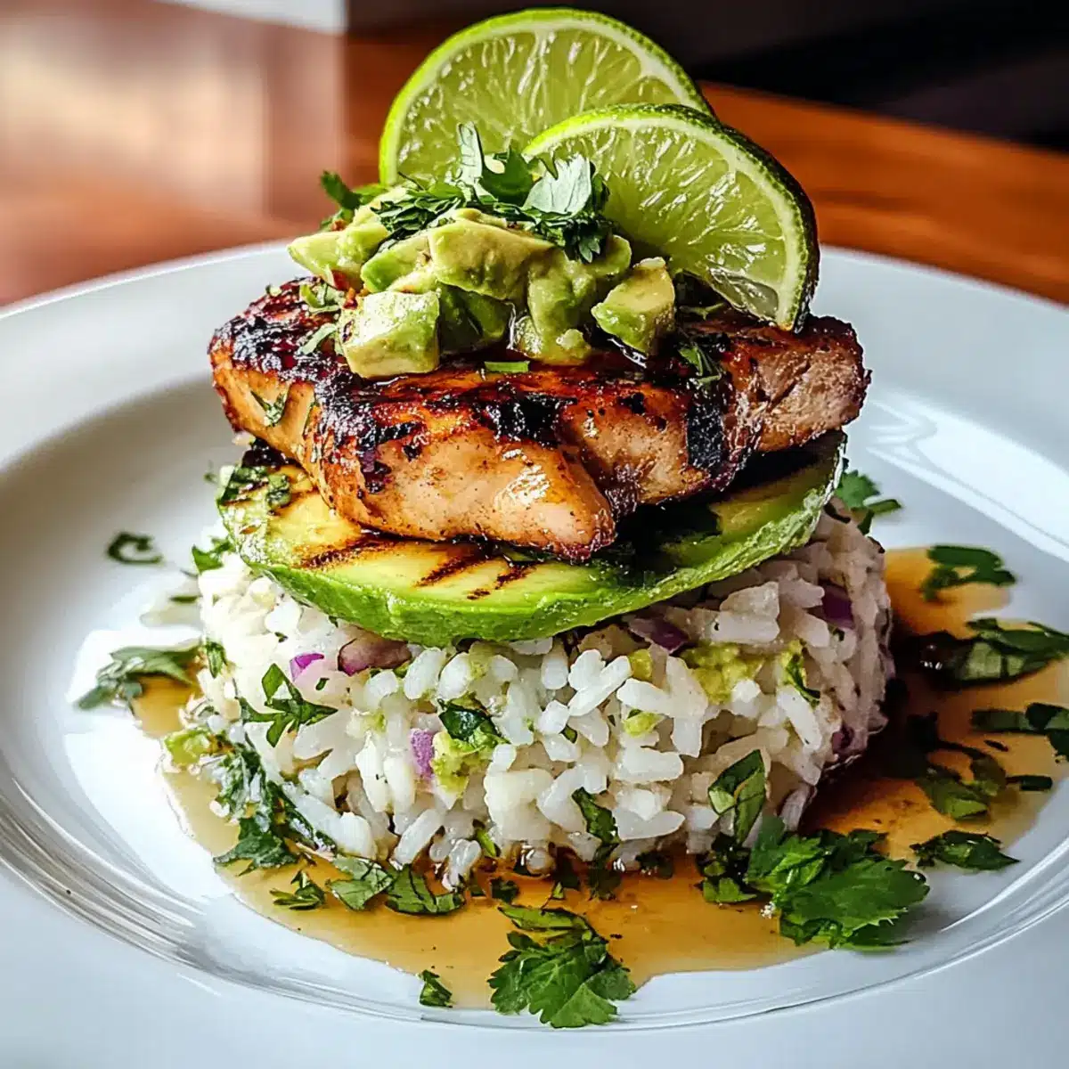 Honey Lime Chicken & Avocado Rice Stack