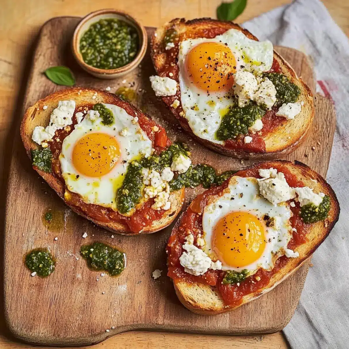 Shakshouka Toast with Feta Fried Eggs