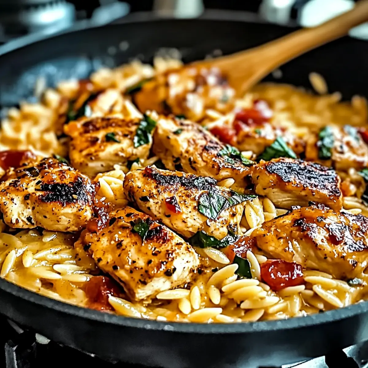 One-Pot Cajun Chicken Alfredo Orzo