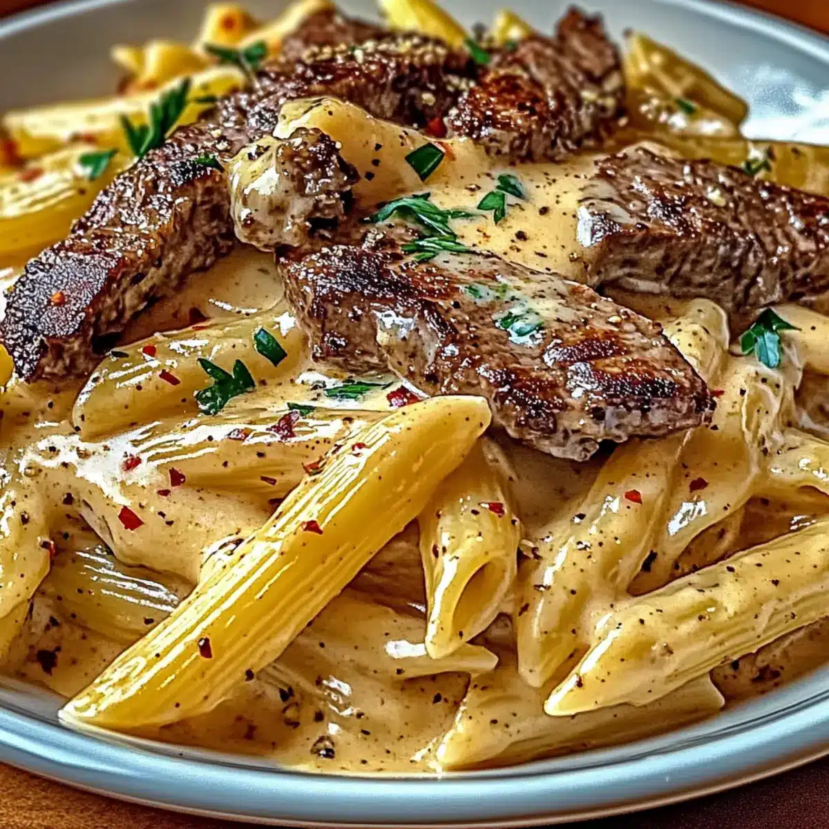 Creamy Cajun Steak Penne Pasta