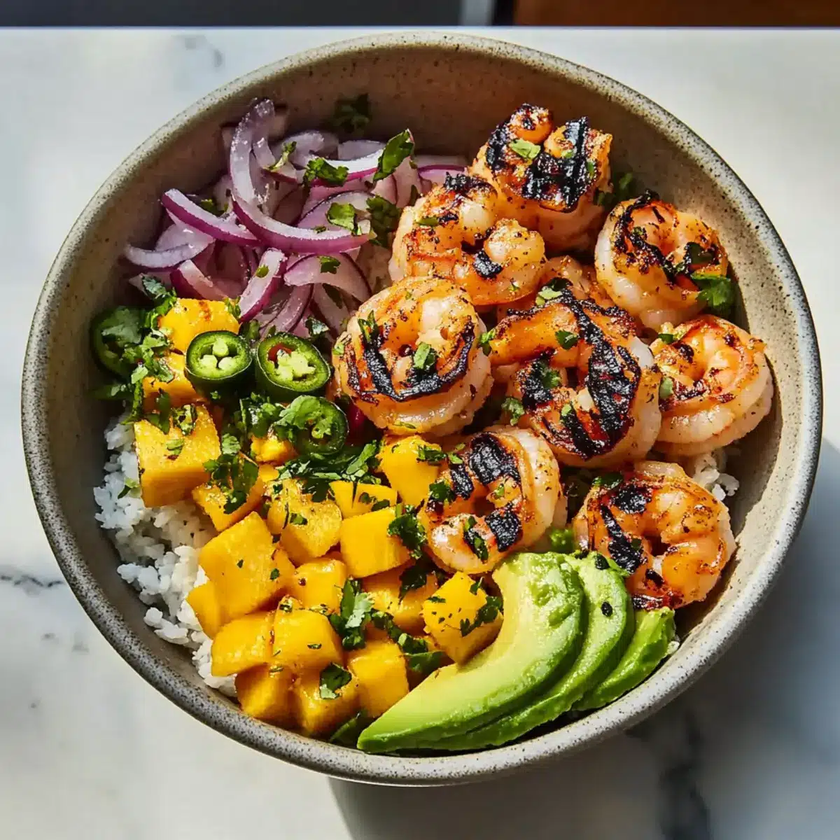Charred Shrimp and Avocado Bowl