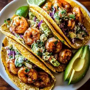 Cilantro Lime Shrimp Tacos with Creamy Slaw