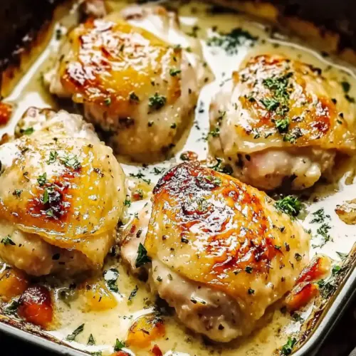 Creamy Oven Baked Chicken Thighs