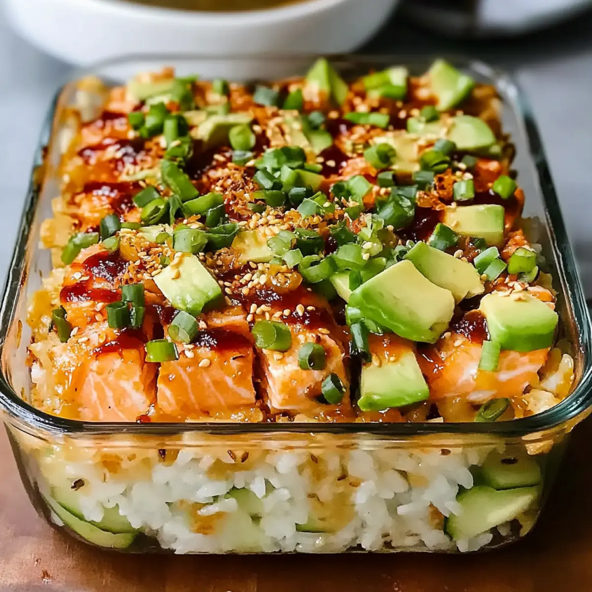 Spicy Salmon Sushi Bake
