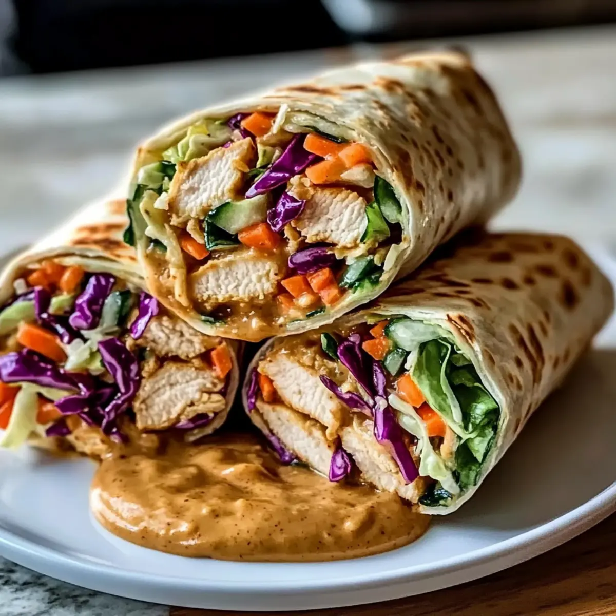 Thai Peanut Chicken Wraps