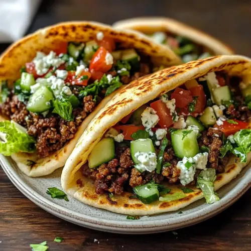 Mediterranean Ground Beef Pita Pockets