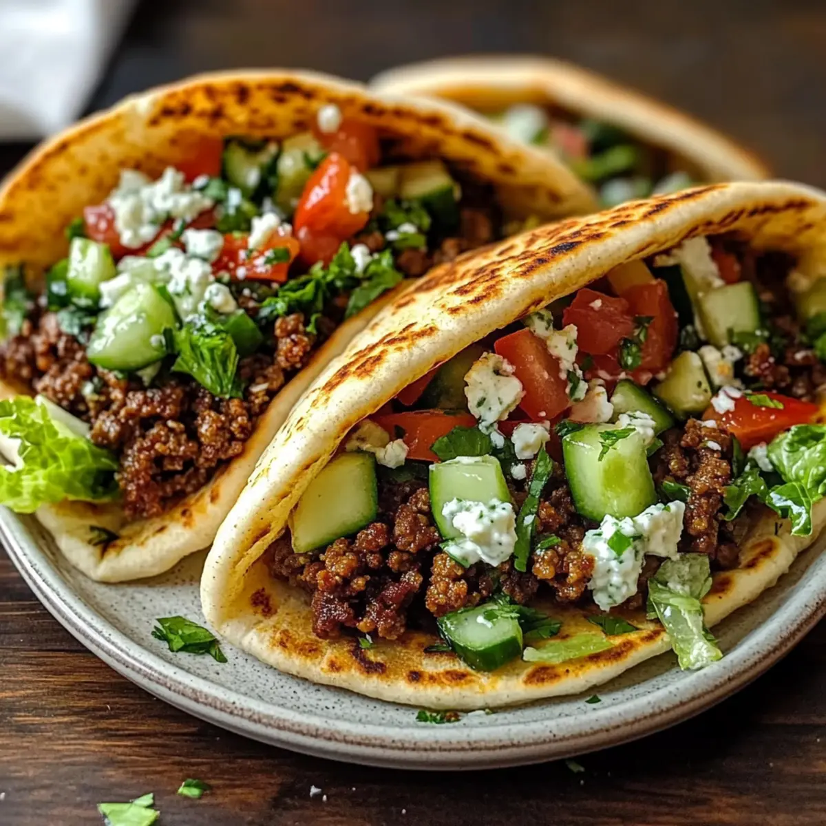 Mediterranean Ground Beef Pita Pockets