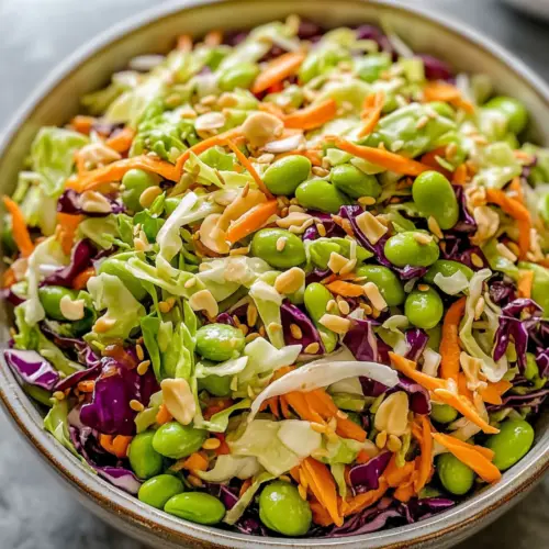 Cabbage and Edamame Salad with Sesame Ginger Dressing