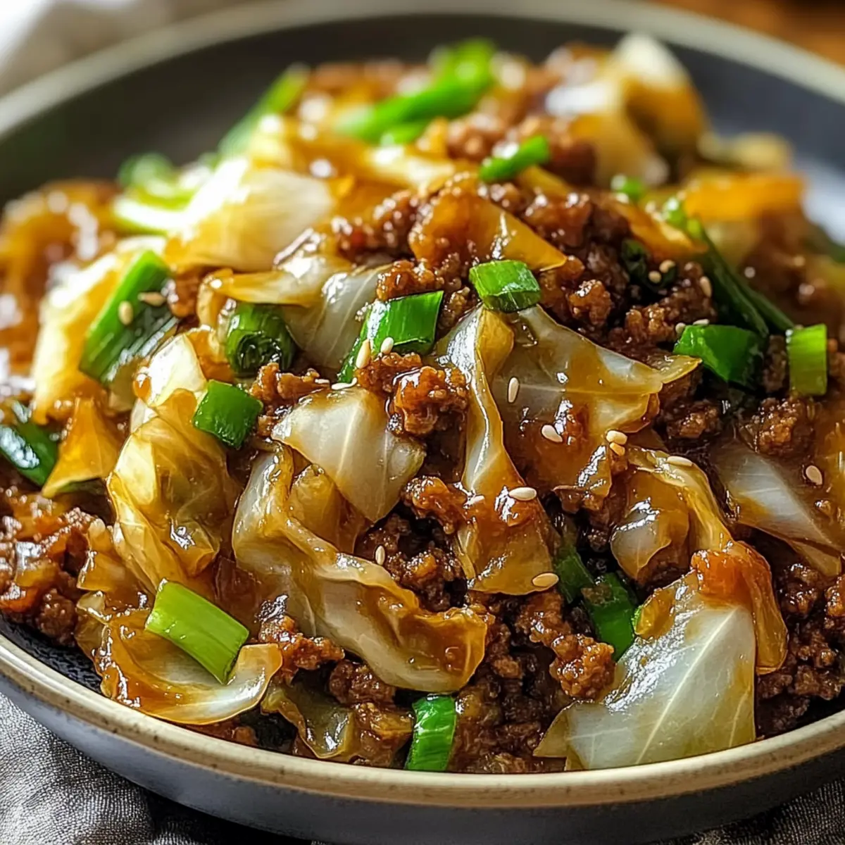 Mongolian Cabbage with Ground Beef
