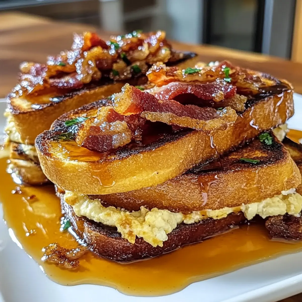 Bourbon Maple Bacon Stuffed Toast
