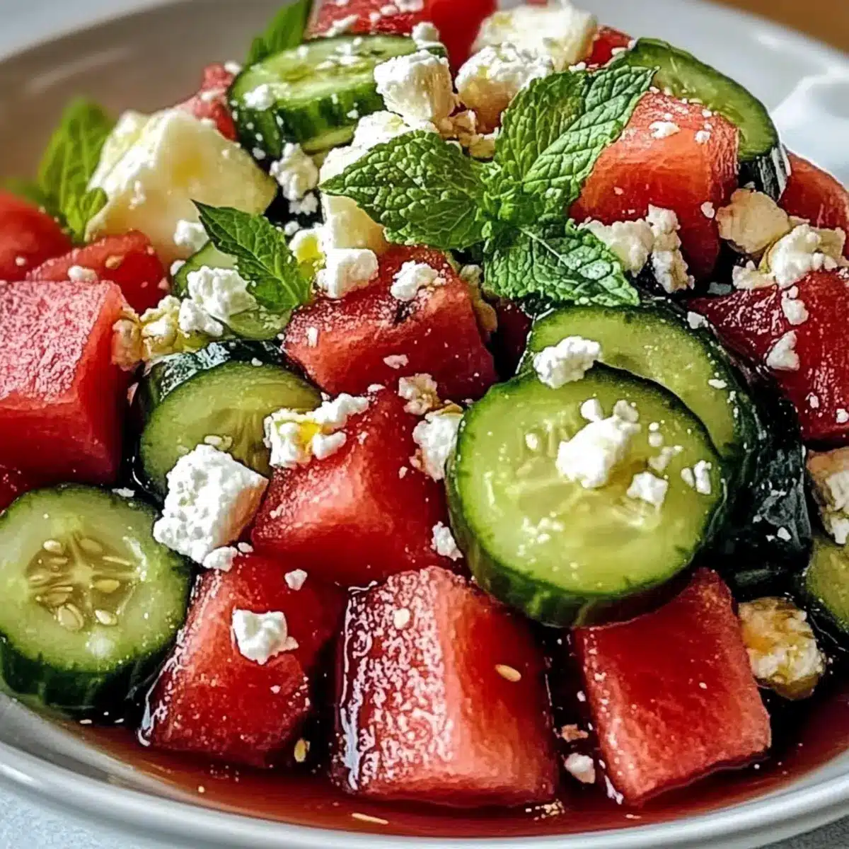 Watermelon Feta Cucumber Salad