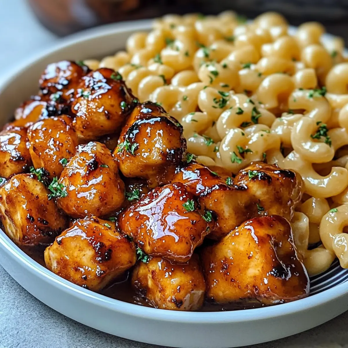 Honey Garlic Butter Chicken with Mac & Cheese