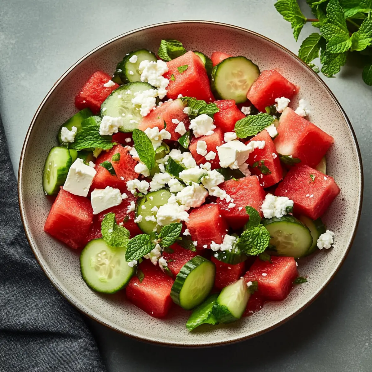 Fresh Watermelon Salad with Feta Cheese