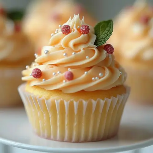 Sweet Peach Bellini Cupcakes