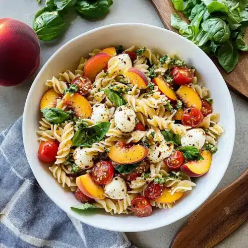 Peach Caprese Pasta Salad