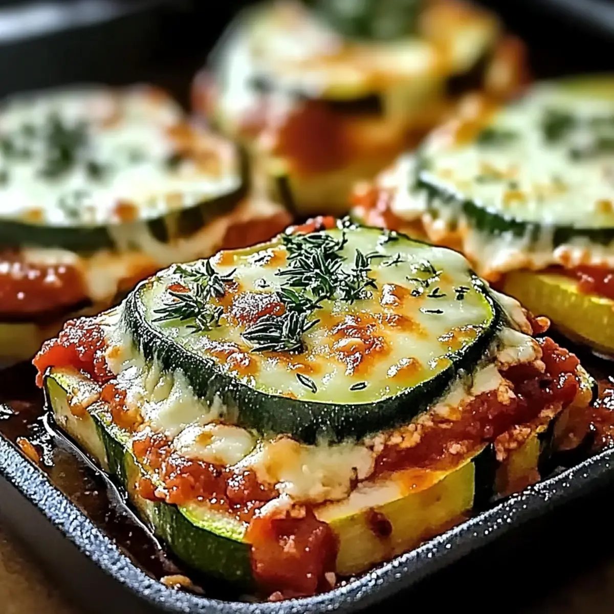 Layered Zucchini Ricotta Melts with Marinara