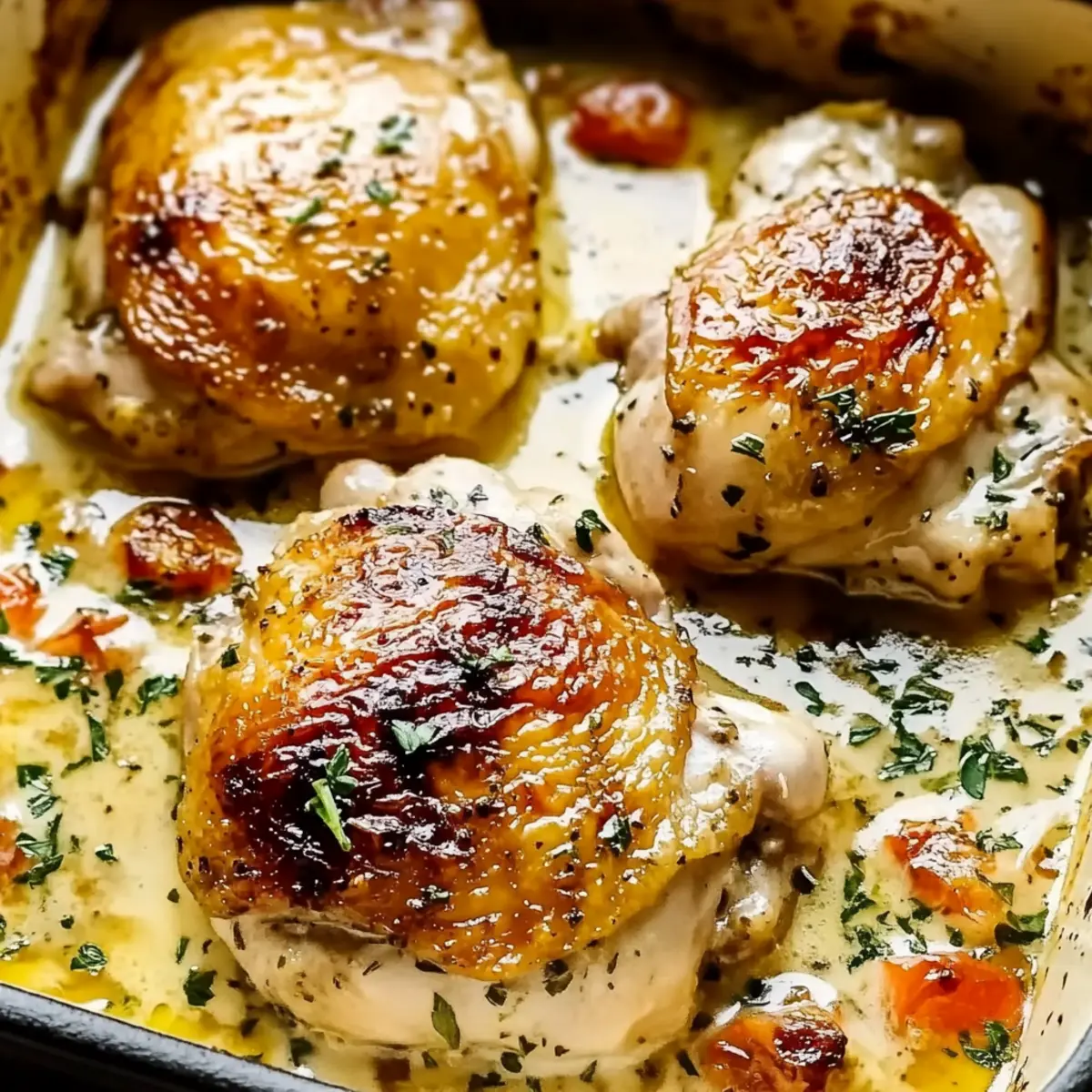 Creamy Oven Baked Chicken Thighs