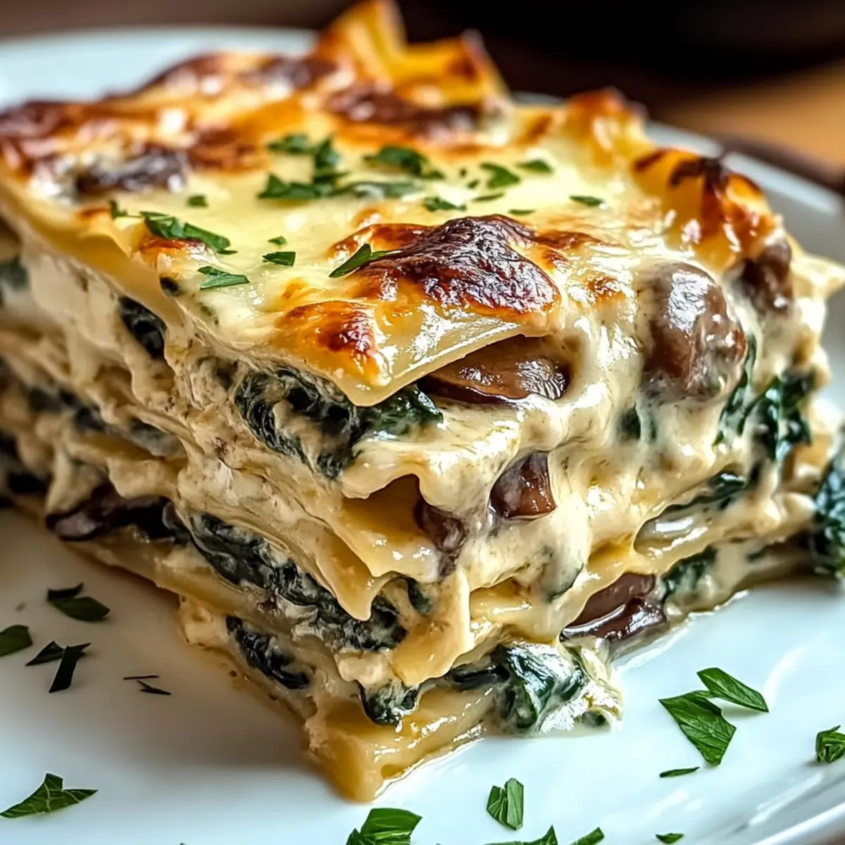 Creamy Spinach Mushroom Lasagna