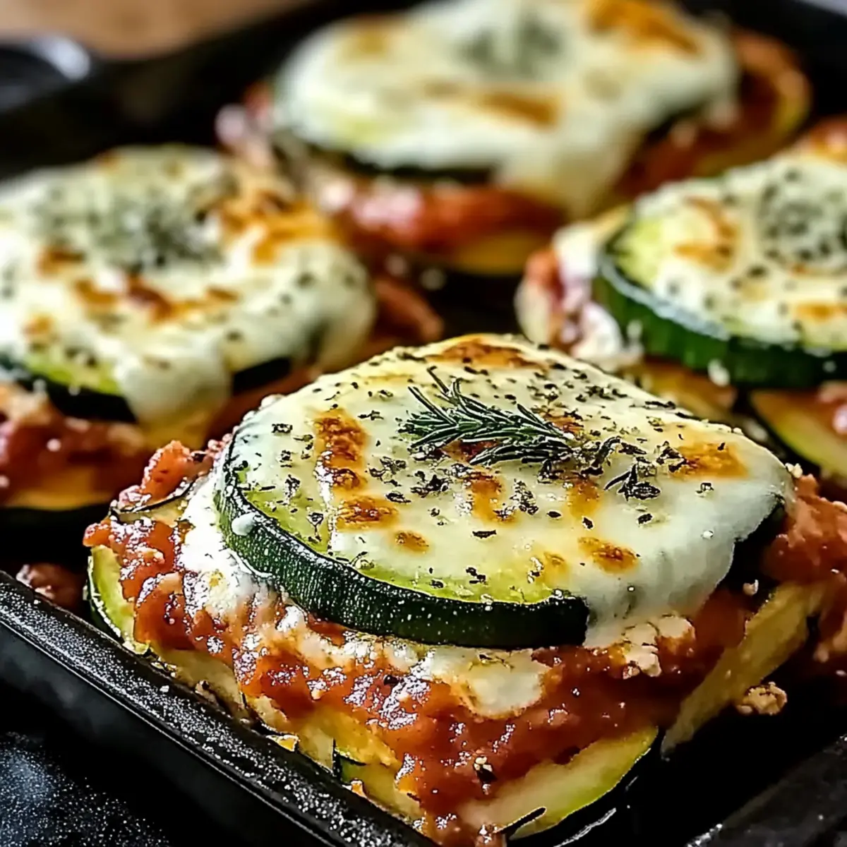 Layered Zucchini Ricotta Melts with Marinara