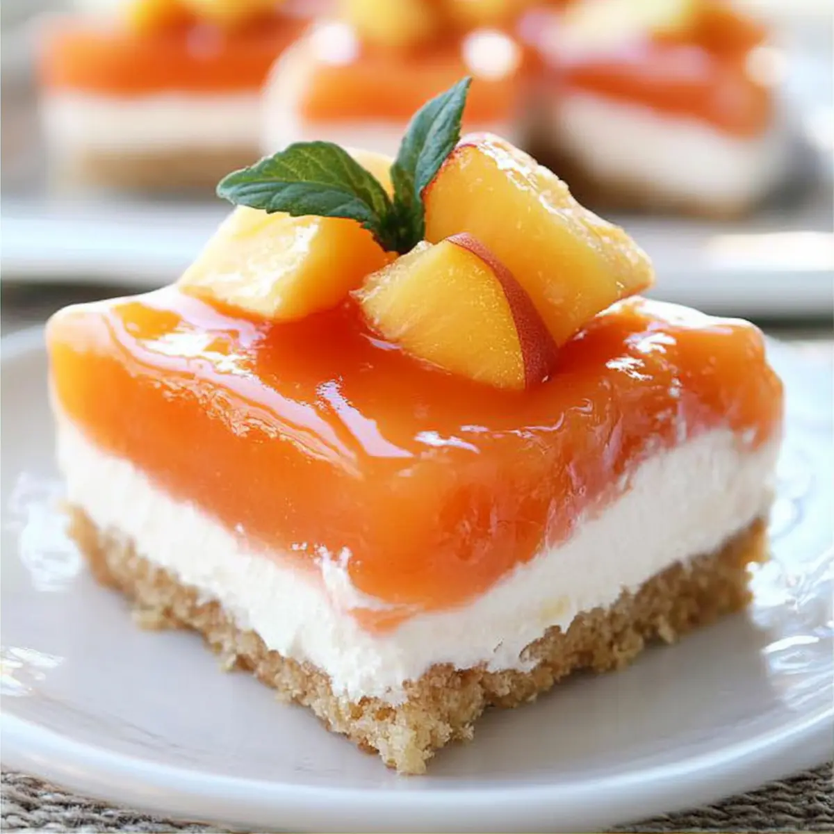 No-bake Fresh Peach Cheesecake Dessert