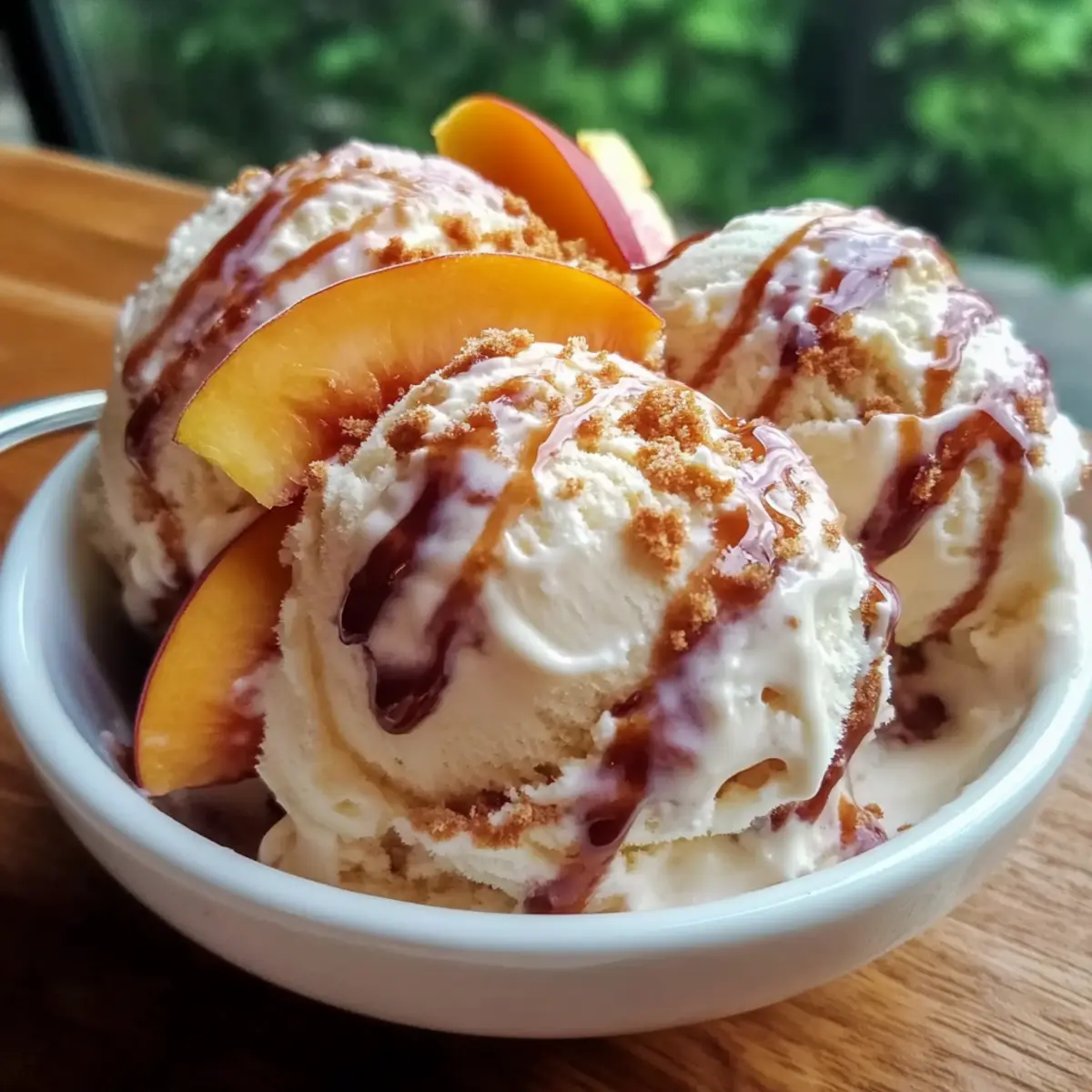 Creamy No-Churn Peach Bourbon Ice Cream
